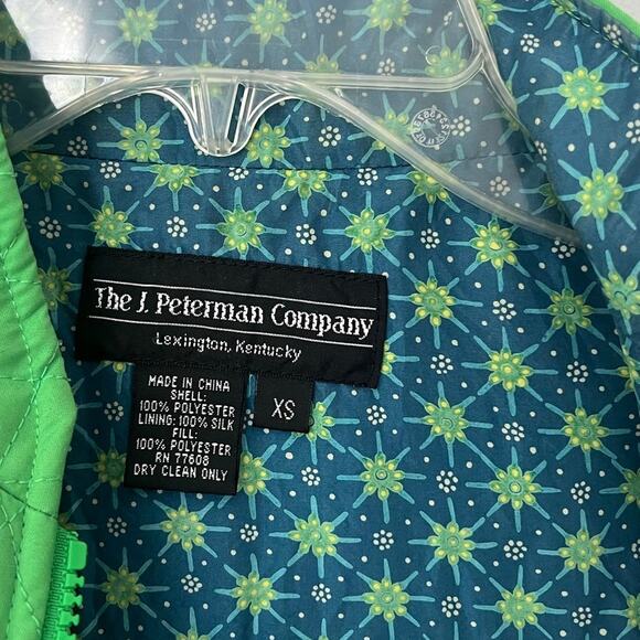 J. Peterman Quilted Jacket Coat Green Equestrian Preppy Old Money Size Small - Picture 5 of 8